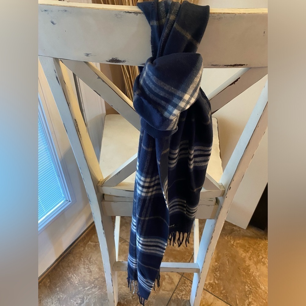 Cashmink Plaid Scarf blue, white soft and cozy